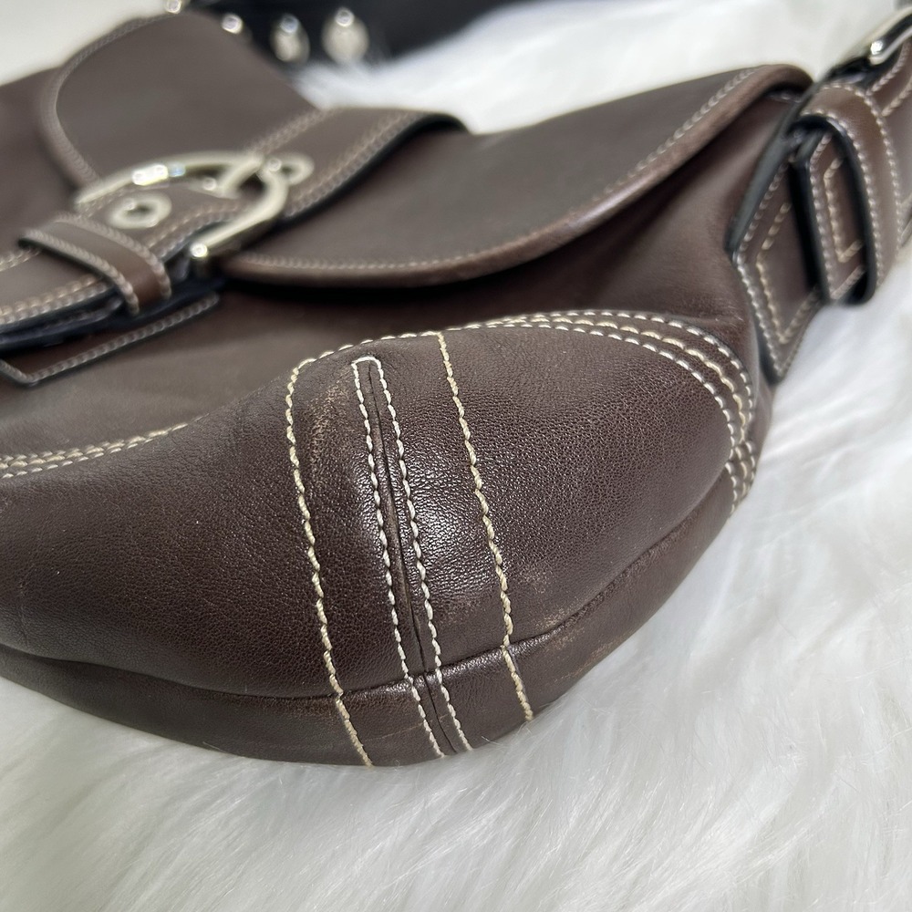 Coach Soho Buckle Flap Dark Brown Leather Shoulder Bag F10192 Good - Picture 3 of 11